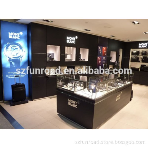 Wooden Luxury Watch Display Showcase Watch Shop Counter Design with Tempered Glass